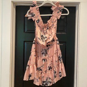 Misa Los Angeles - Pink + Black Mini Off the Shoulder